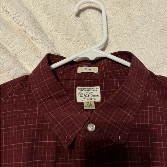 J. Crew Men’s Long Sleeve Slim Red Plaid Button Down Dress Shirt - Picture 2 of 3